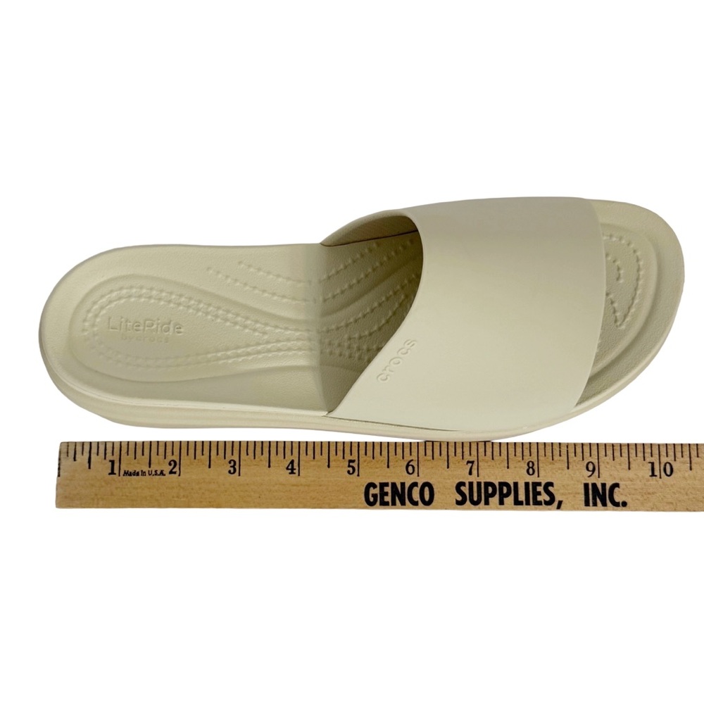 Crocs Brooklyn Low Wedge Slide Sandals Womens Size 9 Bone Beige LiteRide Comfort - Picture 8 of 11